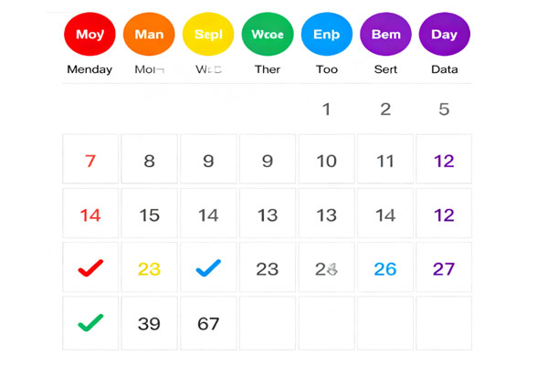 A simple calendar graphic with one or two checkmarks per day to illustrate frequency