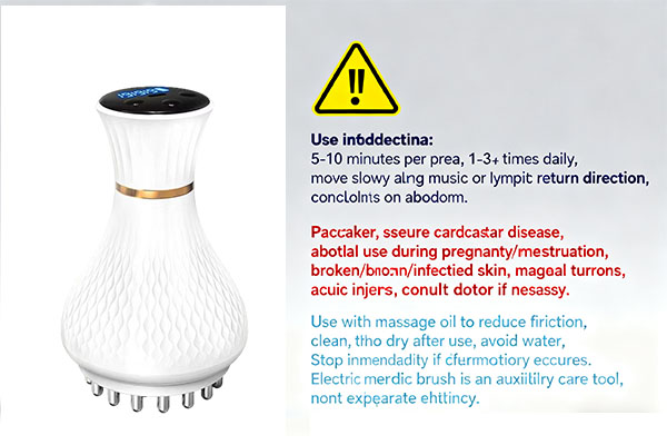 A warning symbol next to a meridian brush to signify safety precautions