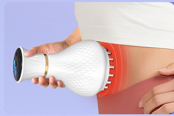 Illustration showing the clockwise motion for using a meridian brush on the belly