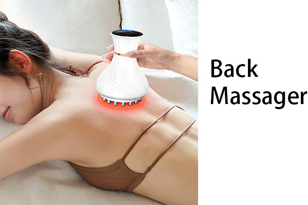 Electric meridian brush in use on a person's back